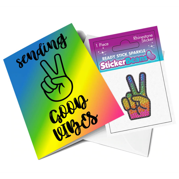 Sticker Beans - Peace Out Greeting Card w/ Sticker - hip-kid