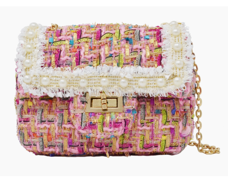 Zomi Gems - Tiny Treats Tweed Pearl Mini Bag - Pink - hip-kid