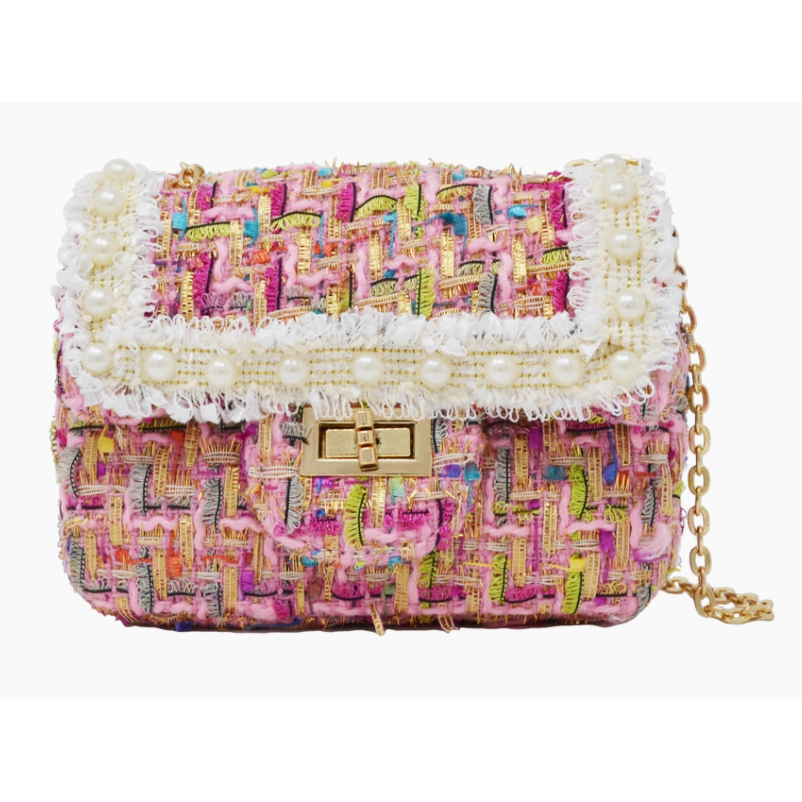 Zomi Gems - Tiny Treats Tweed Pearl Mini Bag - Pink - hip-kid