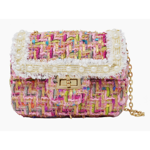 Zomi Gems - Tiny Treats Tweed Pearl Mini Bag - Pink - hip-kid