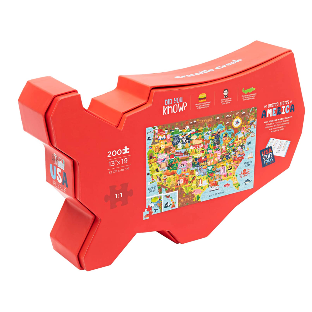 Crocodile Creek 200 Pc Puzzle/USA Shaped Box - hip-kid