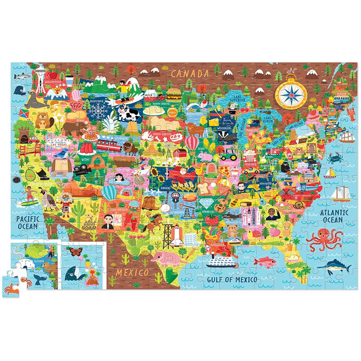 Crocodile Creek 200 Pc Puzzle/USA Shaped Box - hip-kid