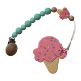 Three Hearts Silicone Teether with Clip - hip-kid