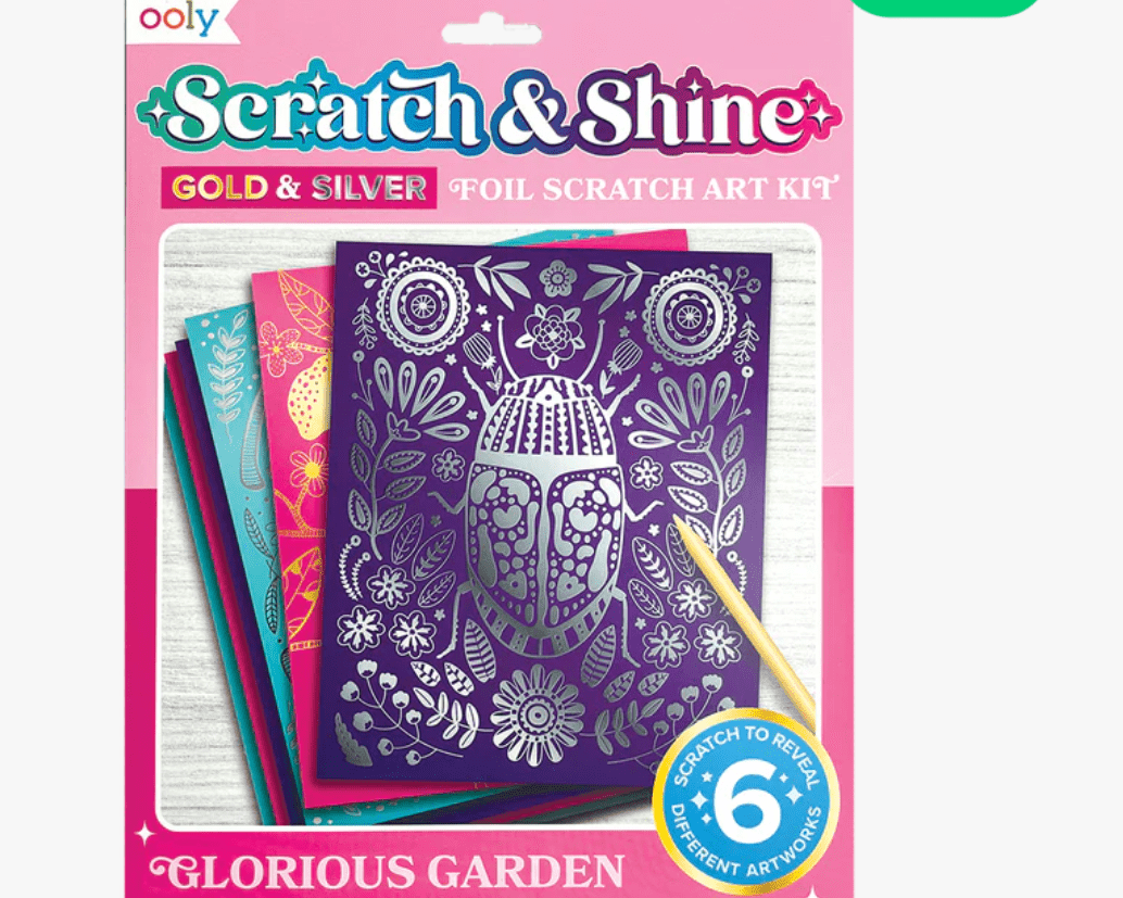 OOLY Scratch & Shine Foil Scratch Art Kits - Glorious Gardens - hip-kid