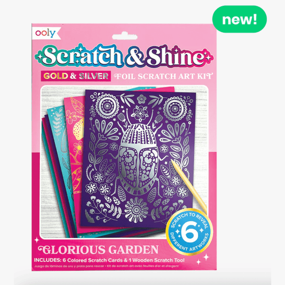 OOLY Scratch & Shine Foil Scratch Art Kits - Glorious Gardens - hip-kid