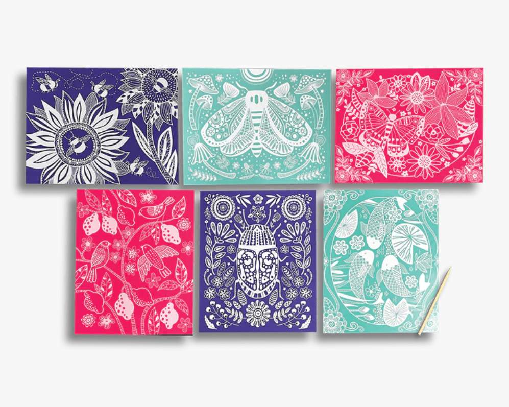 OOLY Scratch & Shine Foil Scratch Art Kits - Glorious Gardens - hip-kid