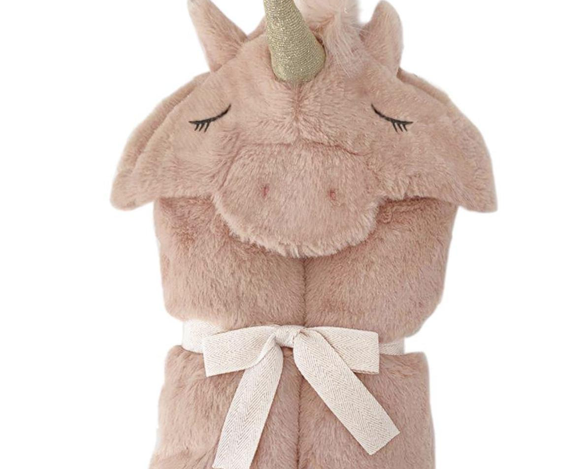 Mon Ami Uliana Plush Unicorn Hooded Blanket-MON AMI-hip-kid