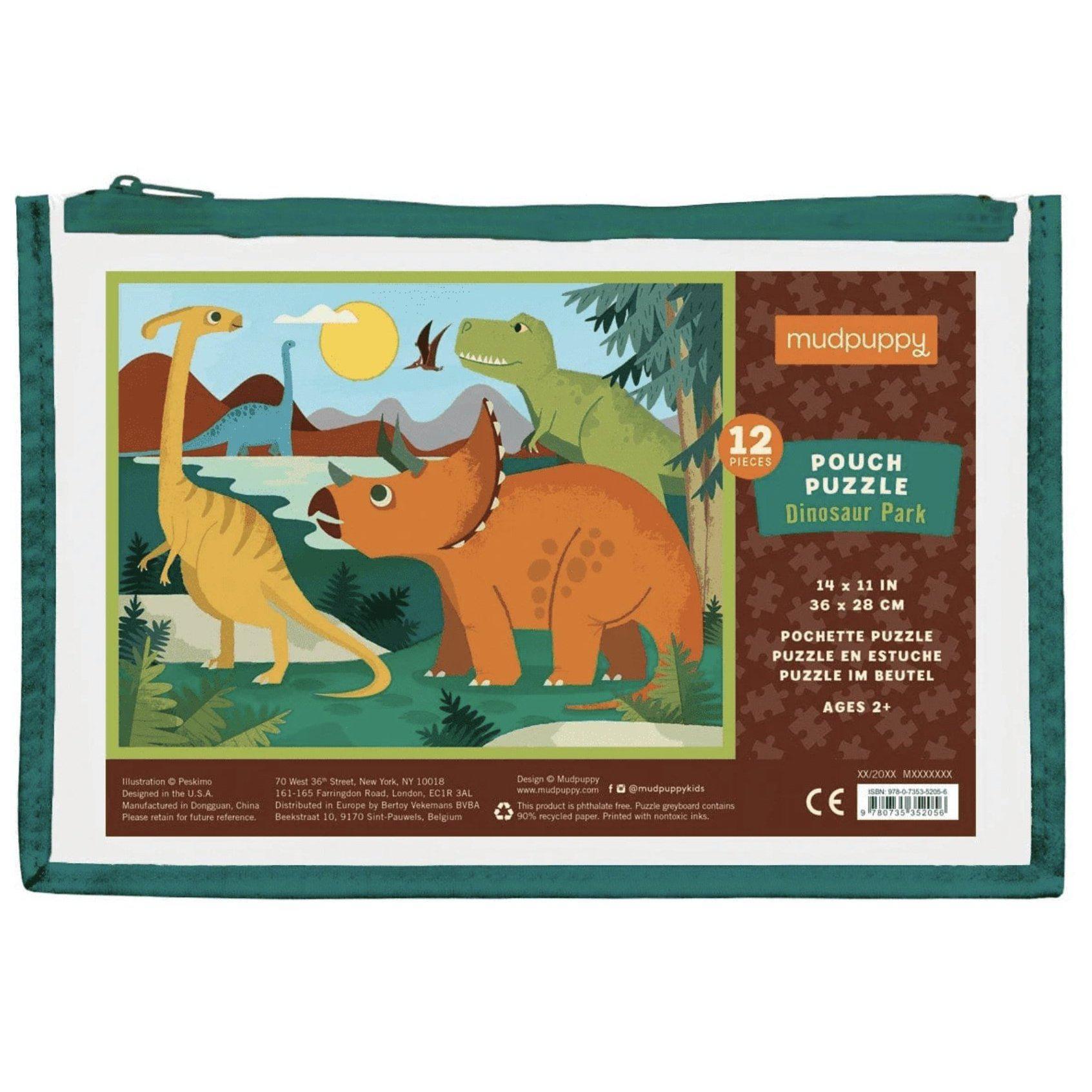 Mudpuppy 12 pc Pouch Puzzle - Dinosaur Park-HACHETTE-hip-kid