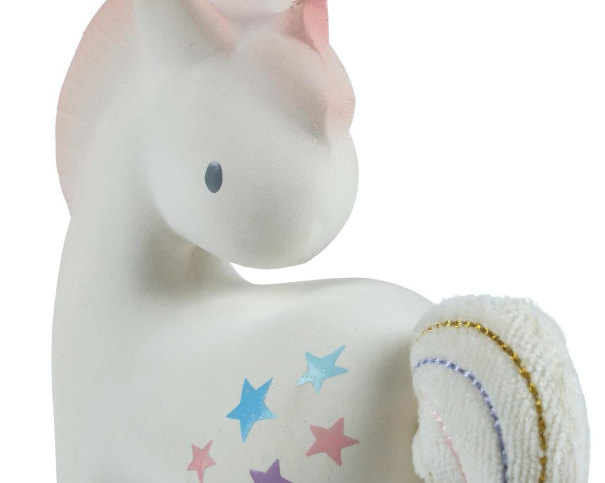 Tikiri Cotton Candy Unicorn Natural Rubber Rattle w/Crinkle Tail-TIKIRI-hip-kid
